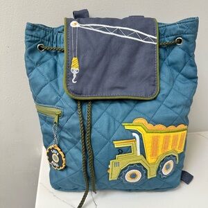 Stephen Joseph NWT Kids Quilted Blue Truck Drawstring Backpack